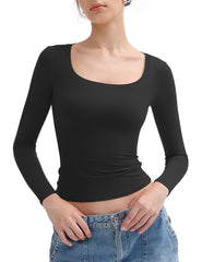Women's Scoop Neck Long Sleeve T Shirts