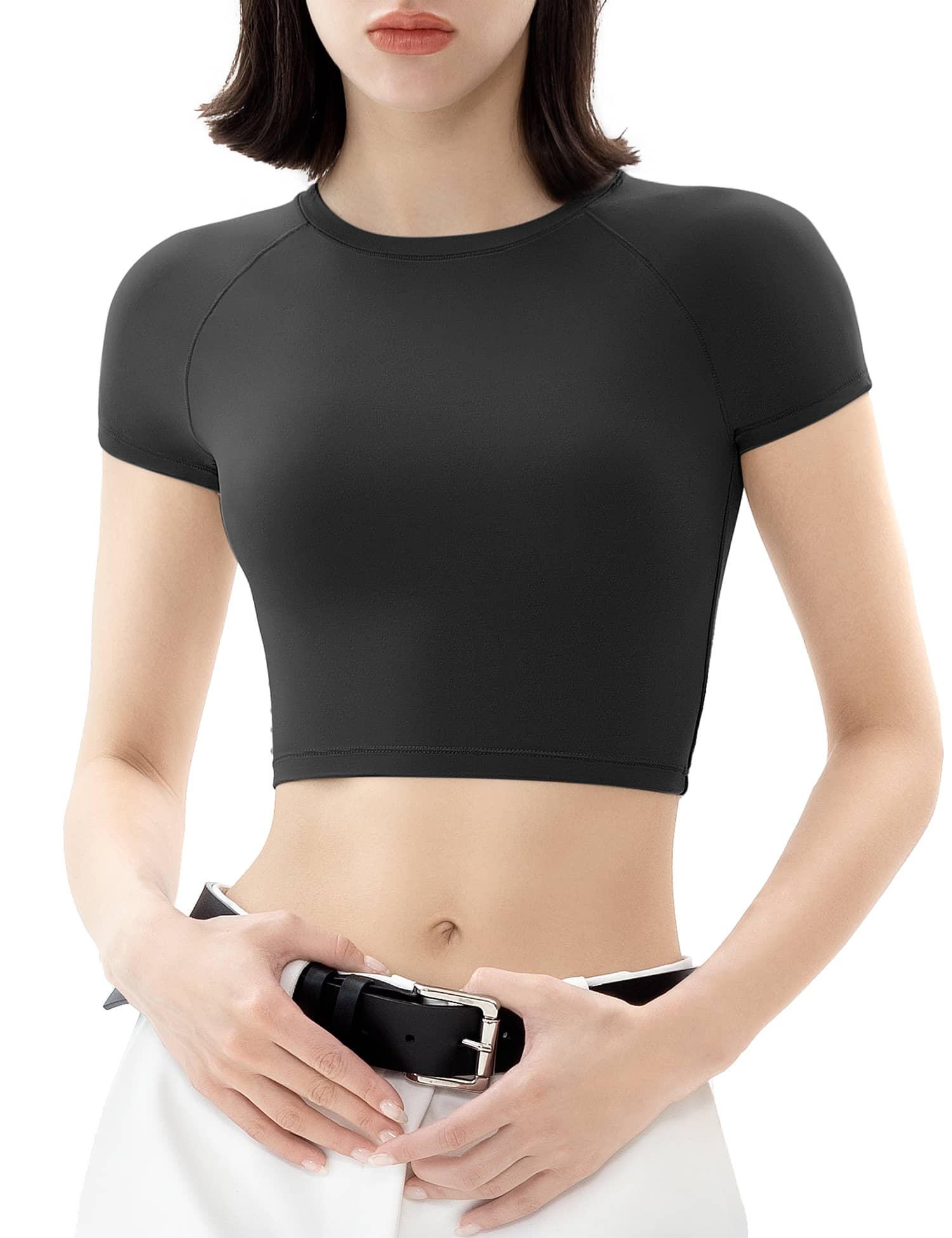 Women's Yoga Crop Top Seamless Stretch Basic Workout Exercise short Sleeve  Crop Tops