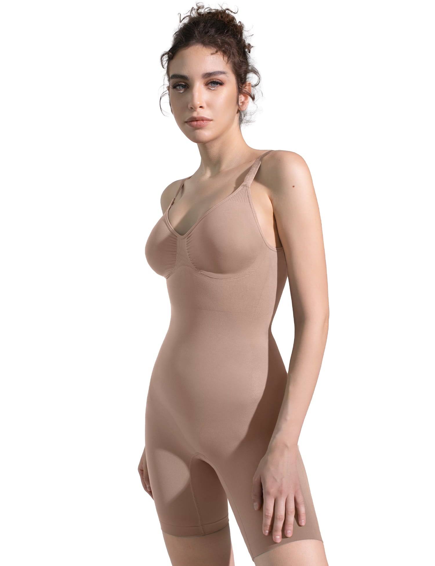 PUMIEY Shapewear Bodysuit for Women Tummy Control V-Neck With Open Gusset  Hourglass Collection