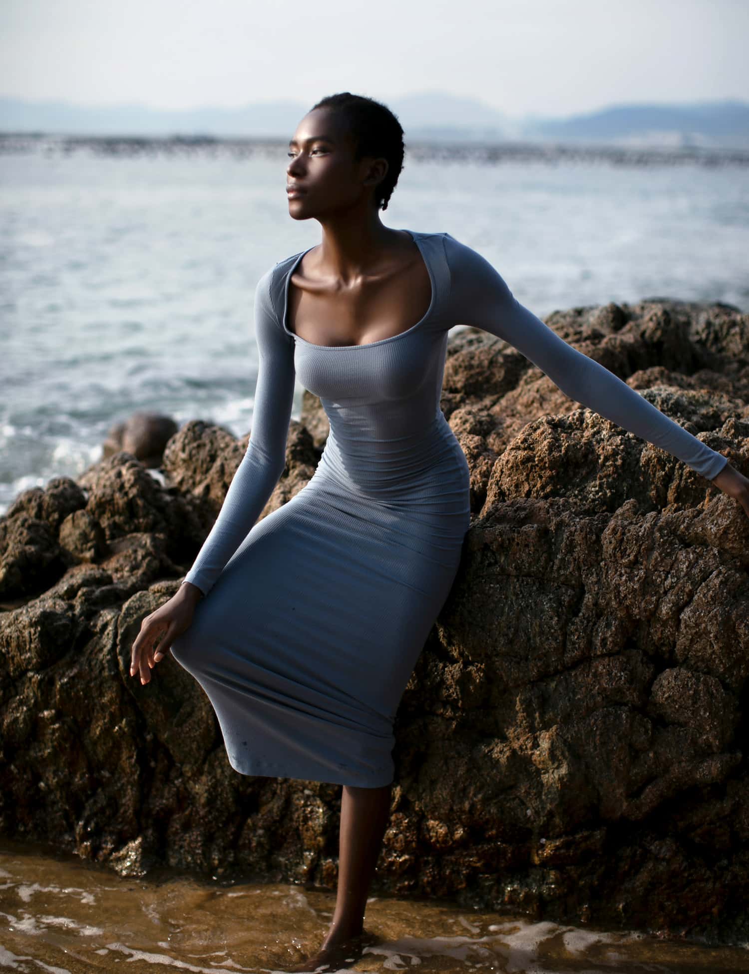 slip maxi dress Slip Maxi Long Sleeve Dress-PUMIEY-Bodysuits and Shapewear