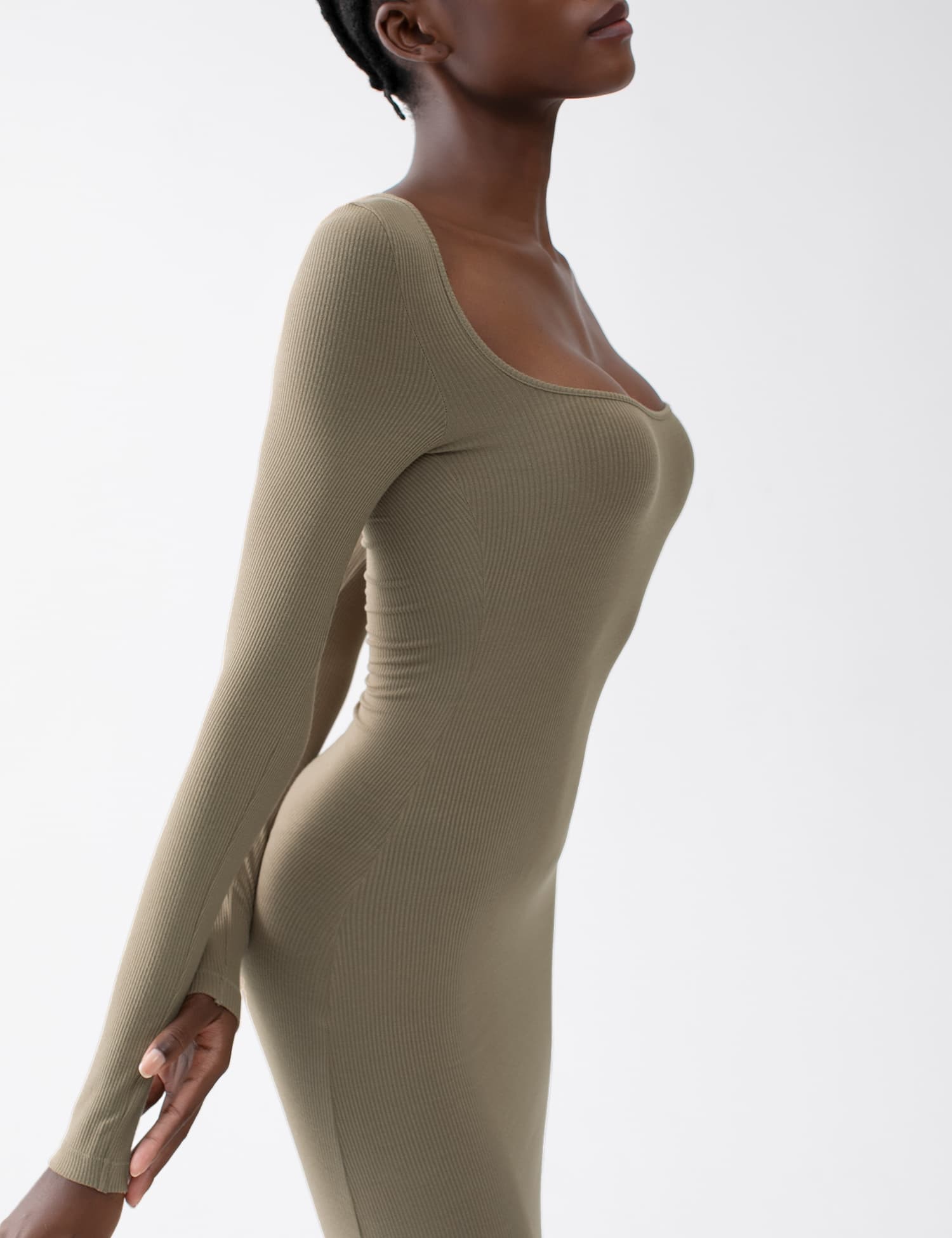 pumiey long sleeve dress Slip Maxi Long Sleeve Dress-PUMIEY-Bodysuits and Shapewear