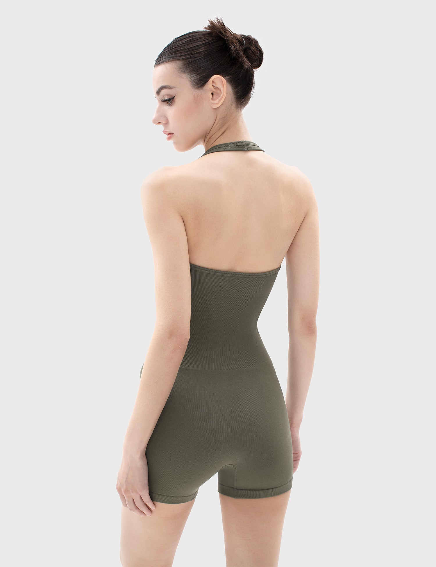 HALTER-BACKLESS-WORKOUT-ROMPERS-PUMIEY-ARMY GREEN