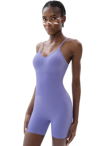 V Neck Spaghetti Strap Jumpsuits Seamless Workout Unitard-Pumiey – PUMIEY