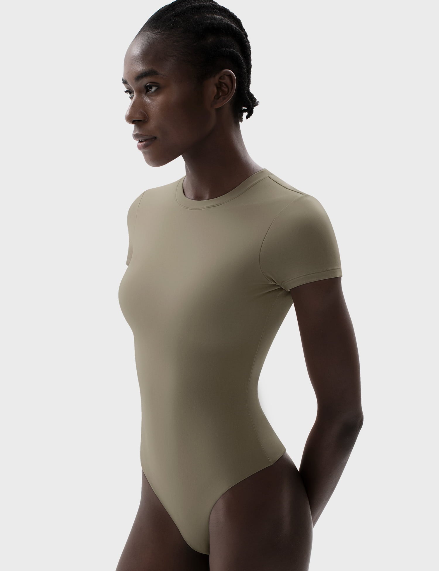 Womens s-2xl Long Sleeve Crew Neck Stretch Bodysuit Ladies Plain Leotard  Body T Shirt