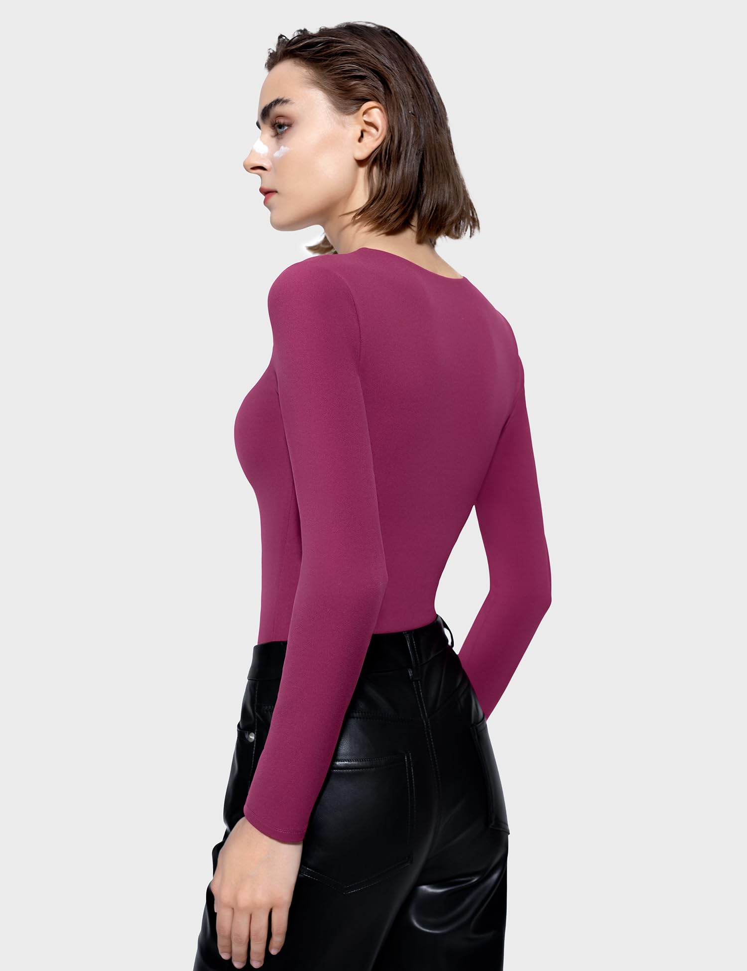 Knot Front Long Sleeve Bodysuit - Plum & Thong - PUMIEY – Pumiey