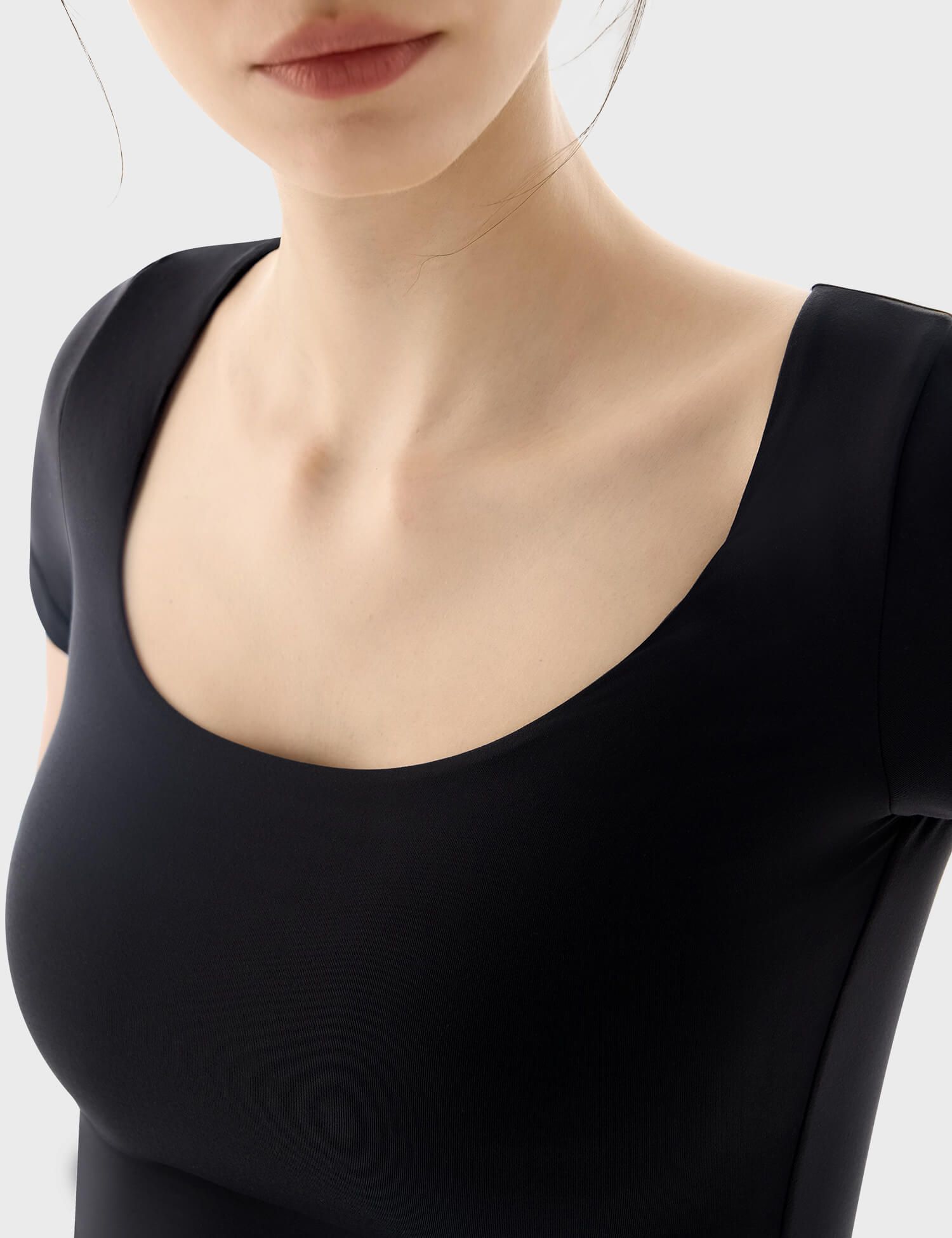 Scoop Neck T Shirt-Pumiey-Bodysuit and shapewear for fashion women